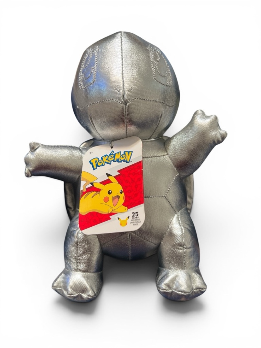 Pokémon Squirtle Silver Metallic Plush 8" 25th Anniversary Special Edition Gift